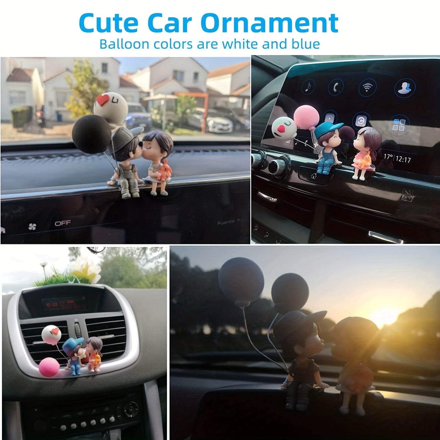 Cute Cartoon Couple Kiss Figurines - Perfect Car Decoration