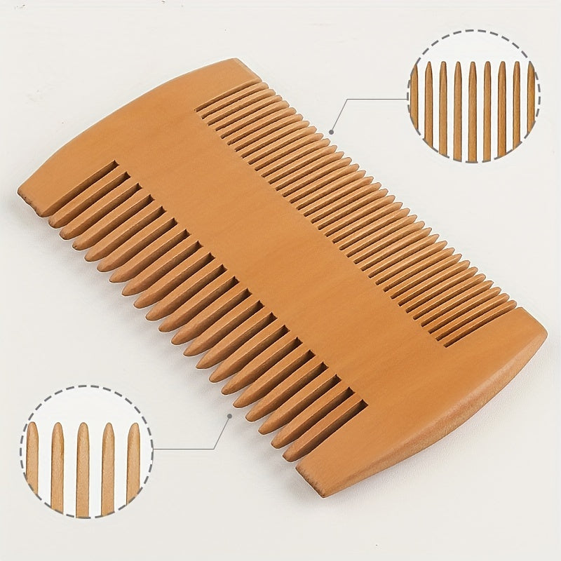Beard Brush Comb Set Portable Double Sided Styling Hair Comb + Travel Pouch