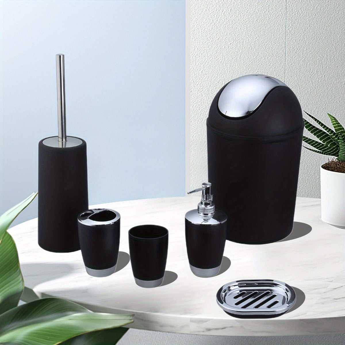 6pcs Bathroom Accessories Set Toothbrush Holder Soap Dispenser