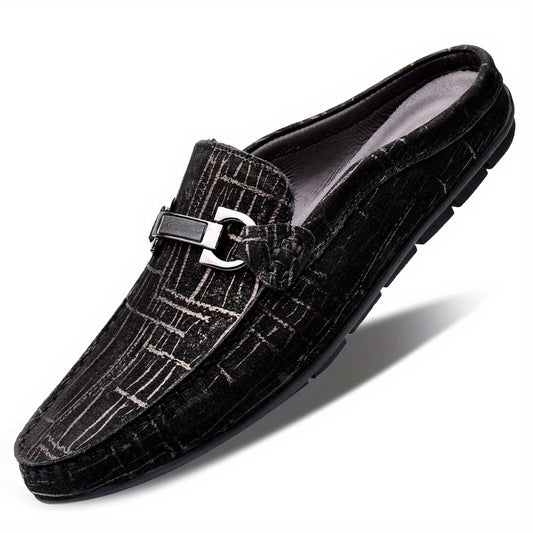 Men's Metallic Moc Toe Slip on Mules Casual Walking Slippers
