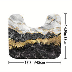Waterproof Marble Shower Curtain with Rug & Mat Set