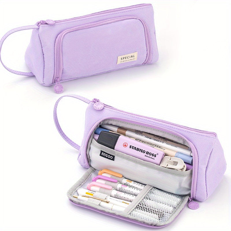 Macaron Triangle Pencil Case Large Capacity for Students in Schools