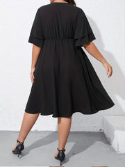  V Neck Layered Sleeve Dress