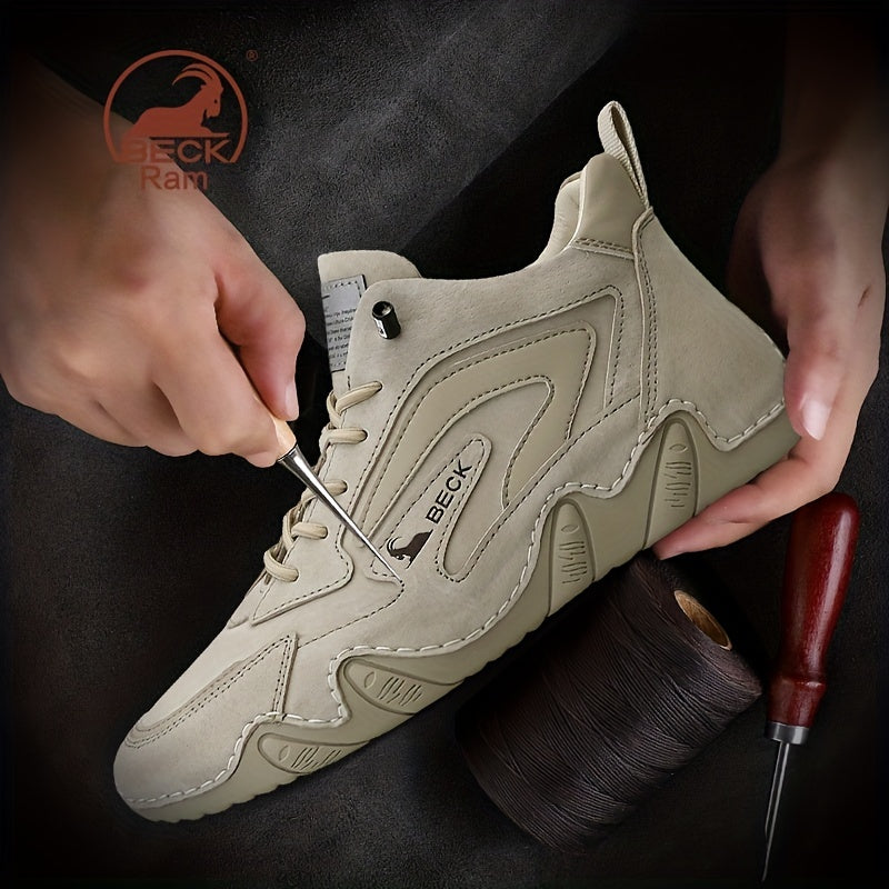 Men's Lace up Boots Slip Resistant Leather Sneakers