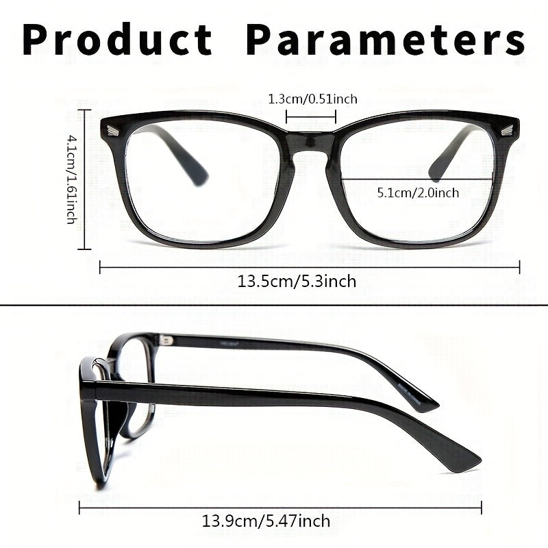 Square Frame Reading Glasses Spring Hinge Anti UV Light Blocking Glasses