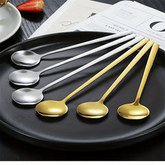 3pcs Stainless Steel Dessert Spoon Modern Stirring Spoon Reusable