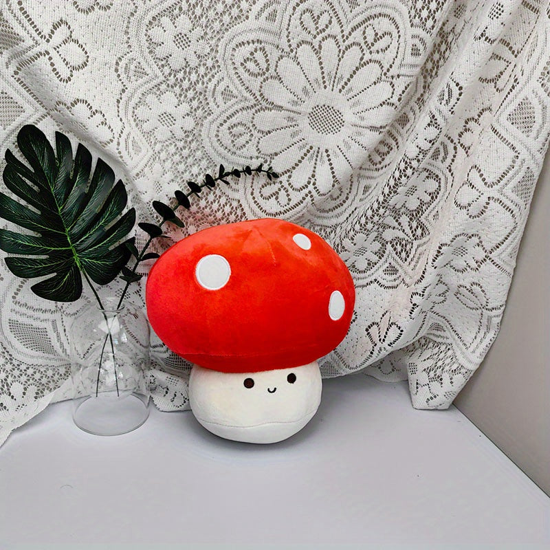 Red Mushroom Plush Toy Realistic Vegetable Doll Home Decoration