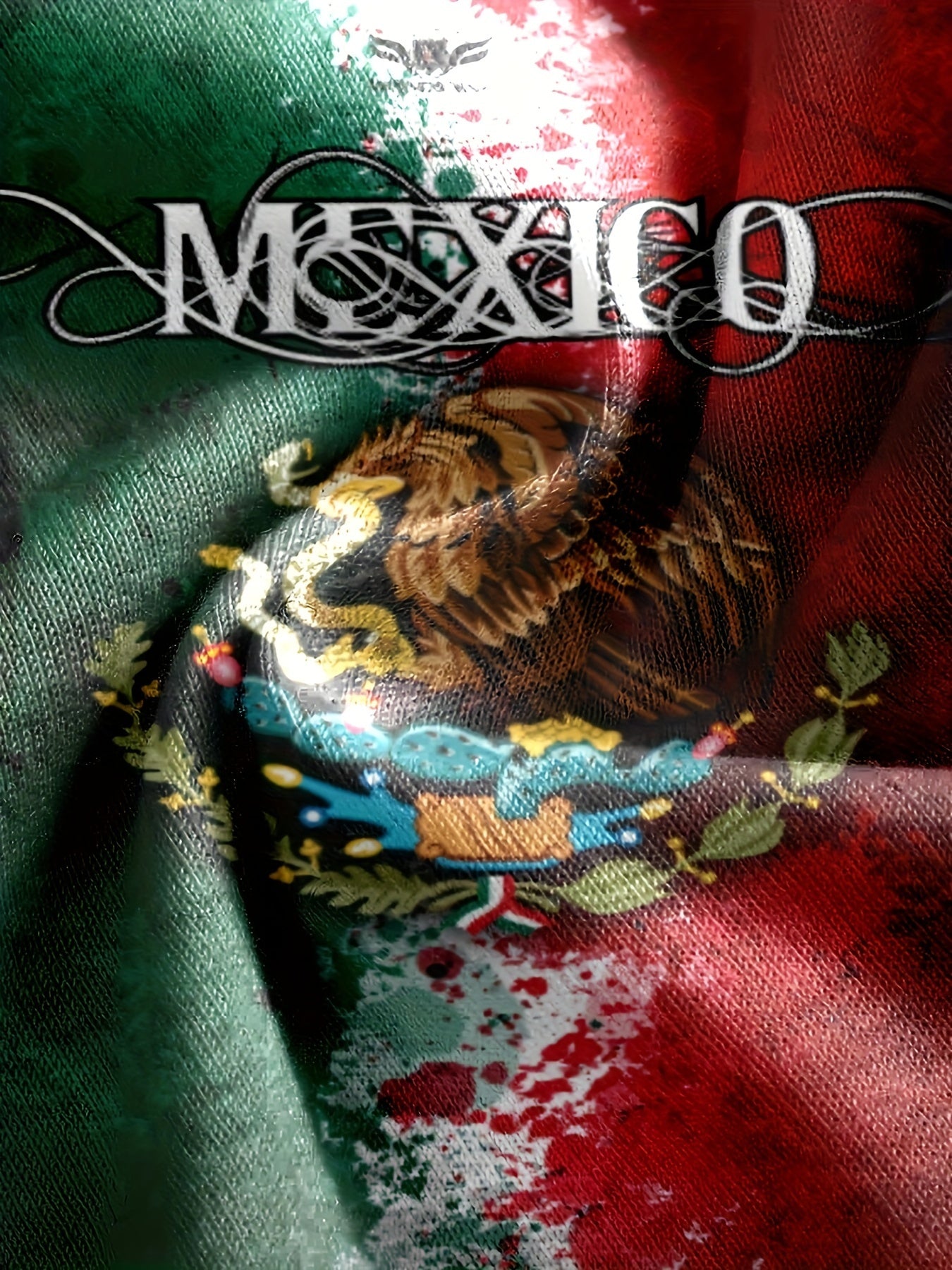 Mexico Eagle Pattern Print Men's Short Sleeve T-shirt Graphic Tee