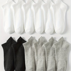 12 Pairs Solid Socks Casual Comfy All-match Women's Stockings