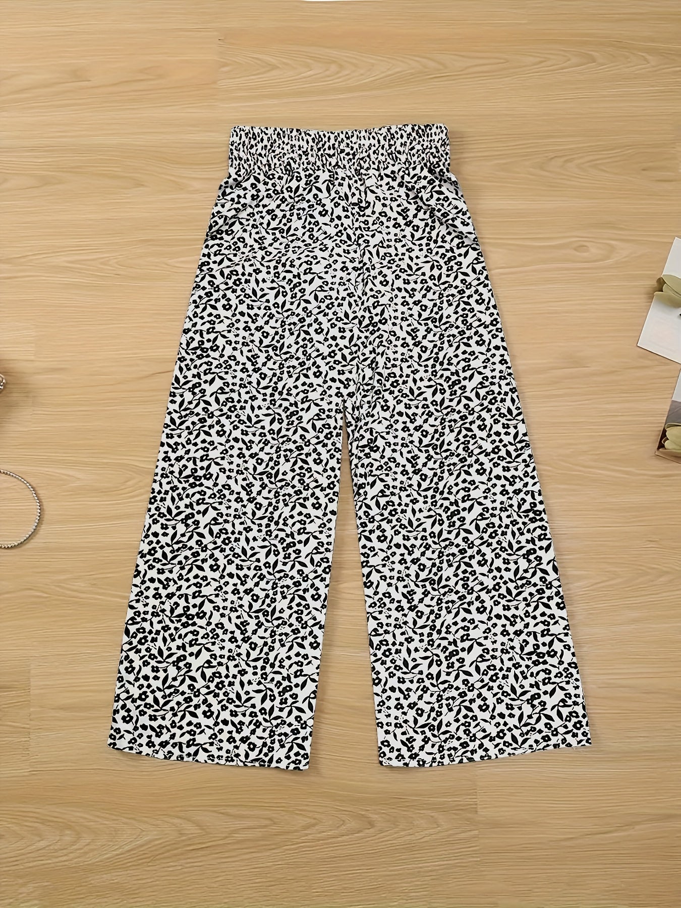  Boho Pants Women's Plus Ditsy Floral Print Ruffle Trim