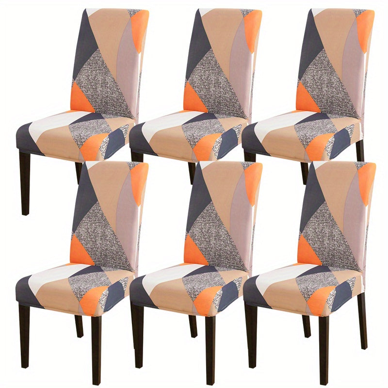 Geometric Printed Dining Chair Covers Stretch Fabric Home Decor