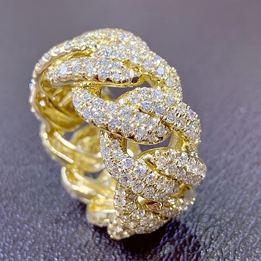 Zircon Inlaid Chain Ring For Men