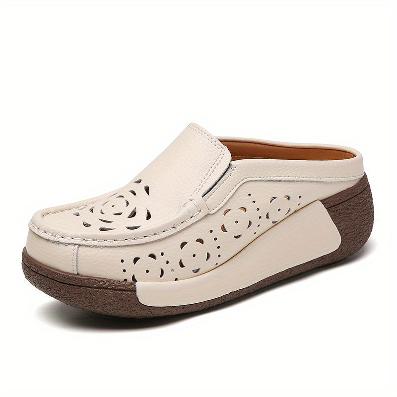 Women's Hollow Out Mules Slip On Platform Shoes