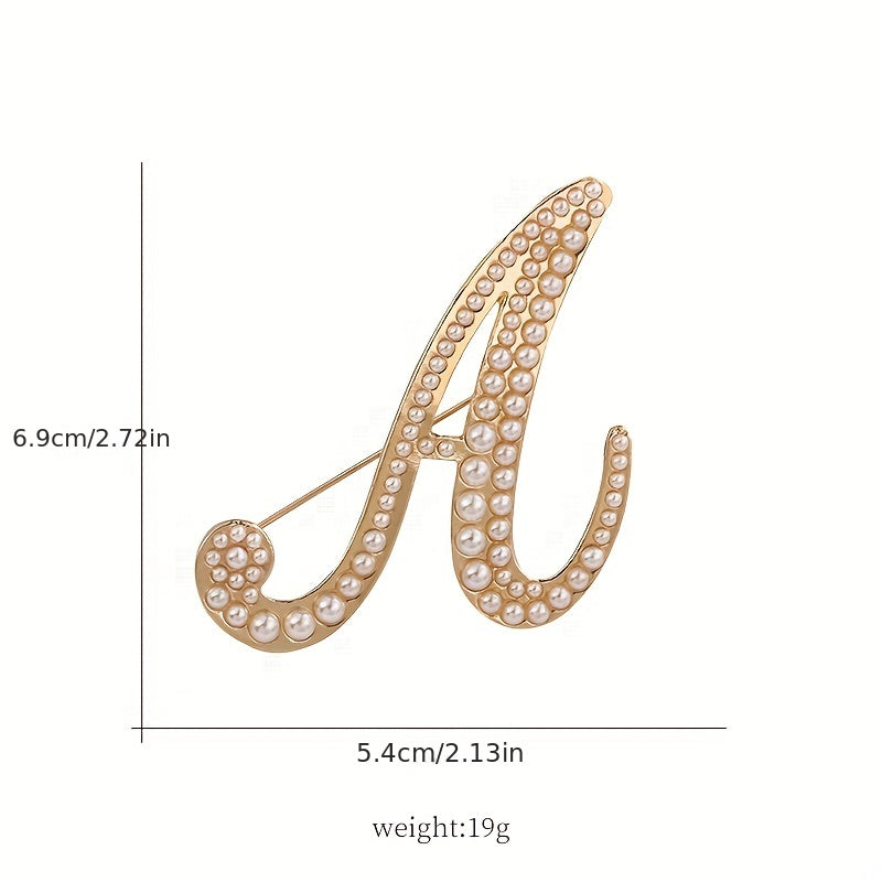 Simulated Pearls Letters MAN Decor Brooches For Men