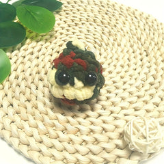 Handcrafted Plush Flower Ball - Ideal Home Decor & Gift - Ivory/Red/Green