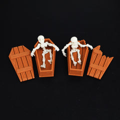 3DMAGIC Skeleton Miniatures 2pcs with Coffin Boxes Movable Joints