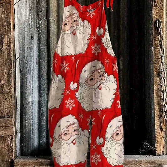  Santa Claus Print Casual Jumpsuit