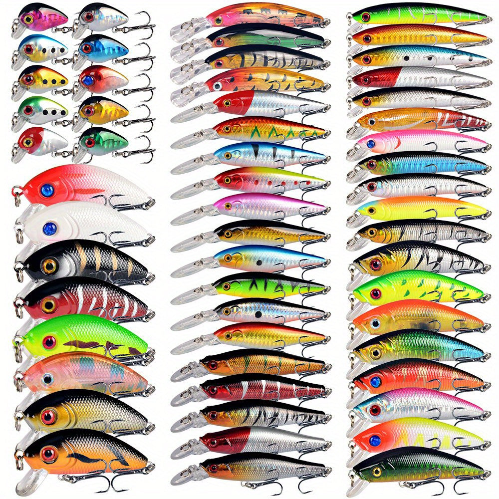 56pcs Fishing Lures Set Bionic Bait for Freshwater and Saltwater Fishing