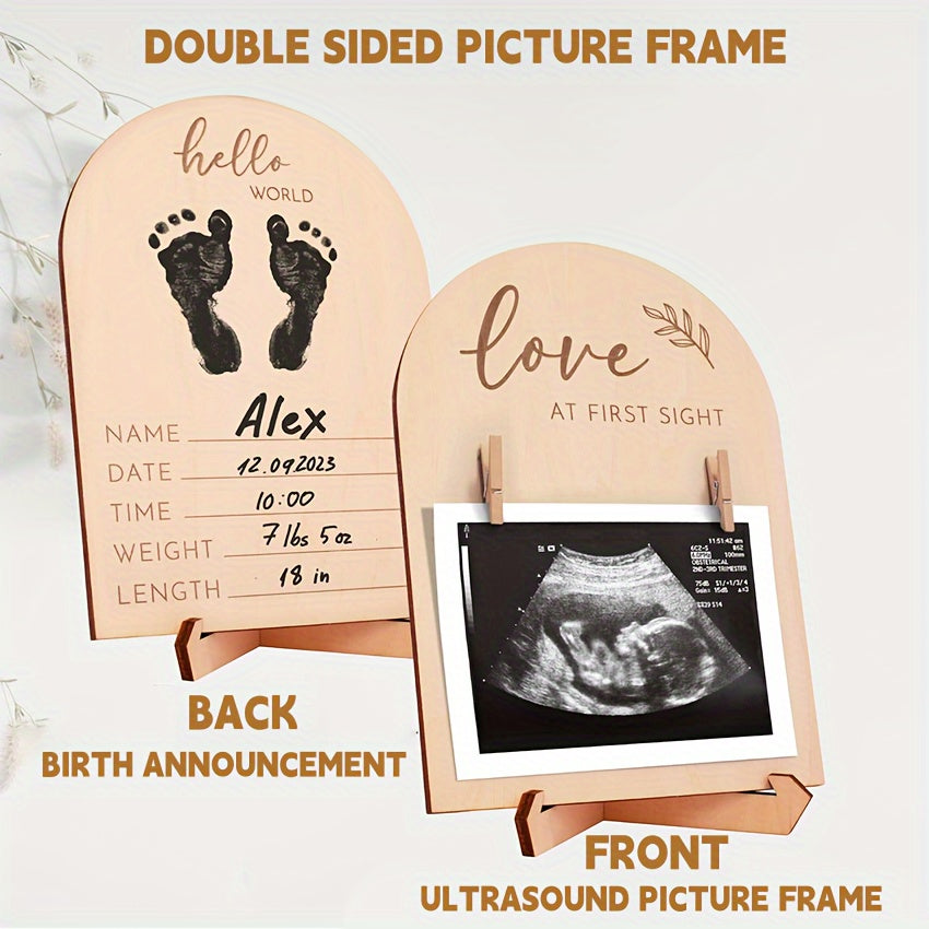 Creative Wooden Ultrasound Photo Frame Pregnancy Announcement Sign Room Decor