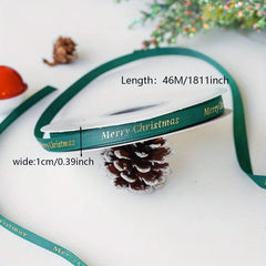 1pc 46m Christmas Ribbon Red Green Satin Ribbon For Crafts Gift Wrapping