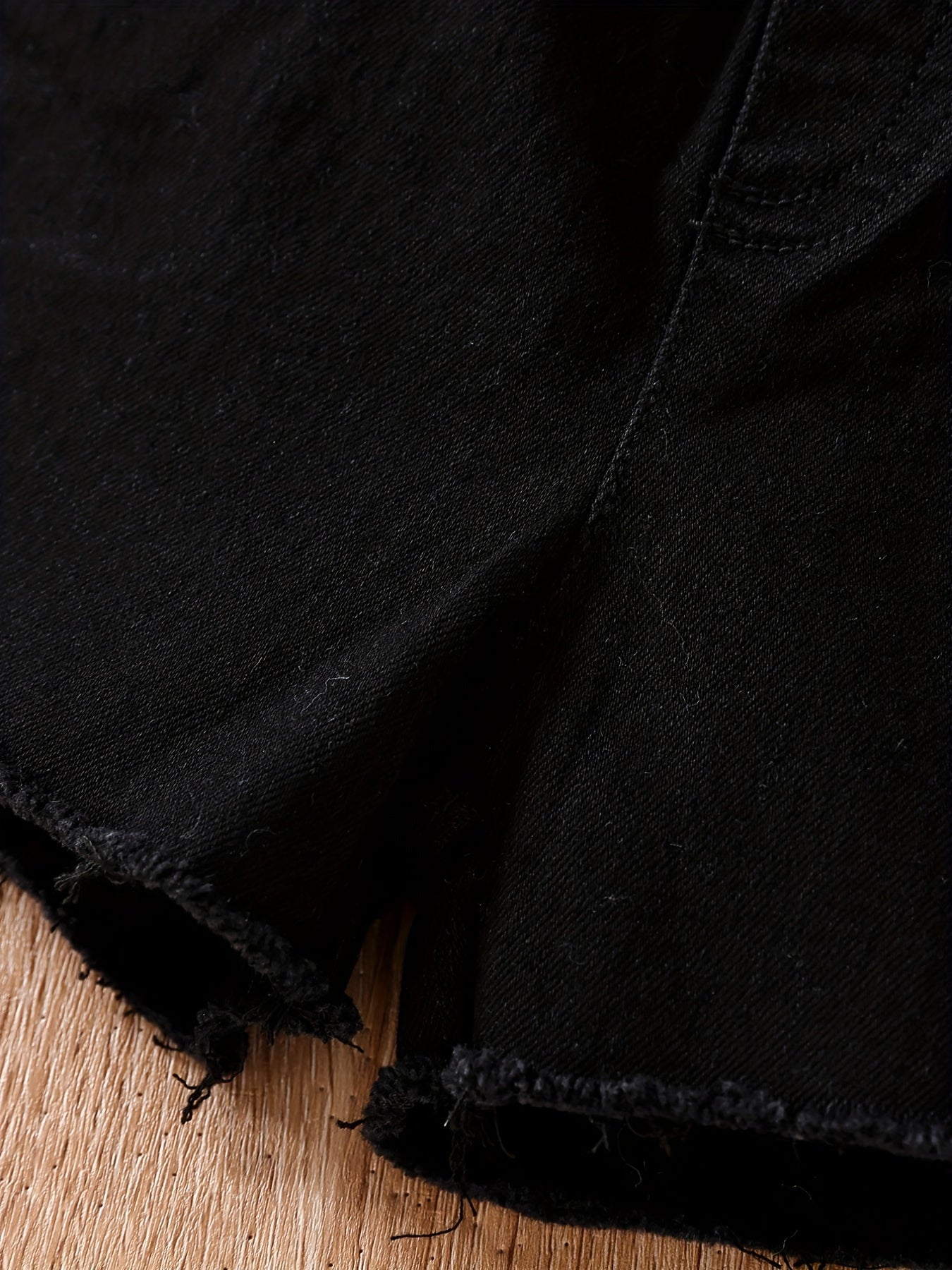 Raw Edge Elastic Denim Shorts Girls Clothes