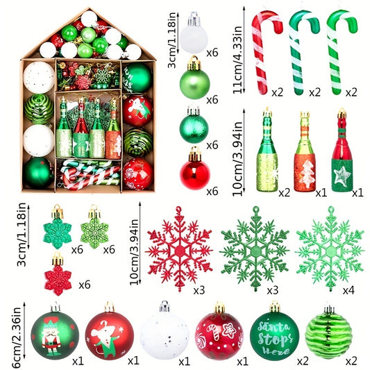 70pcs Painted Christmas Balls Boxed Hanging Colored Balls Christmas Decor
