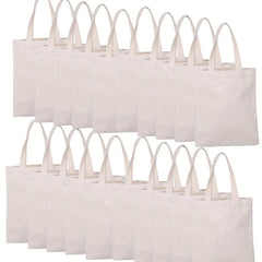 5pcs DIY Blank Canvas Bag Solid Beige Shopping Supplies