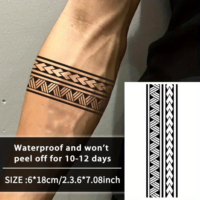 Waterproof Totem Arm Band Temporary Tattoos Herbal Designs