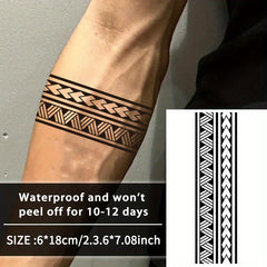 Waterproof Totem Arm Band Temporary Tattoos Herbal Designs