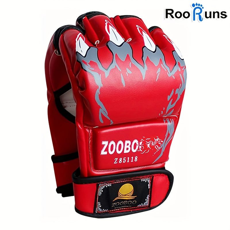 ZooBoo MMA Gloves Half Finger Boxing Gloves MMA Mitts With Adjustable Wrist Band