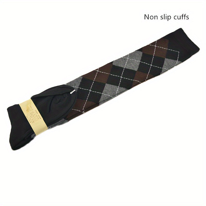 Argyle Thigh High Socks College Style Over The Knee Stockings