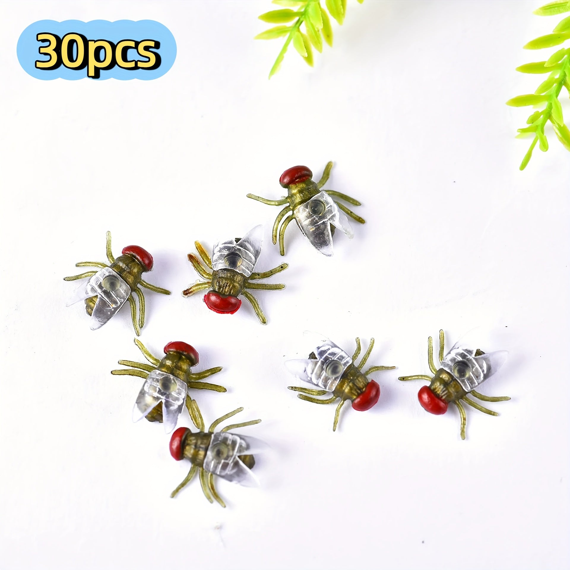 30 Realistic Plastic Red Headed Fly Models for Halloween Parties and Events