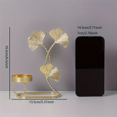 Iron Apricot Leaf Candle Holder for Tabletop Display