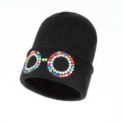 Funny Glasses Decor Beanie Knit Hat Elastic Warm Skull Cap