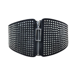 Wide Elastic Studded Belt Female Waist Gothic Plus Size Stretch