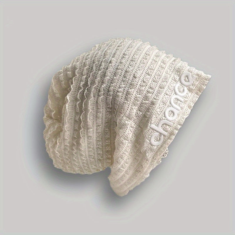 Y2K Lace Beanie Ruffles Pleated Candy Couple Skull Cap