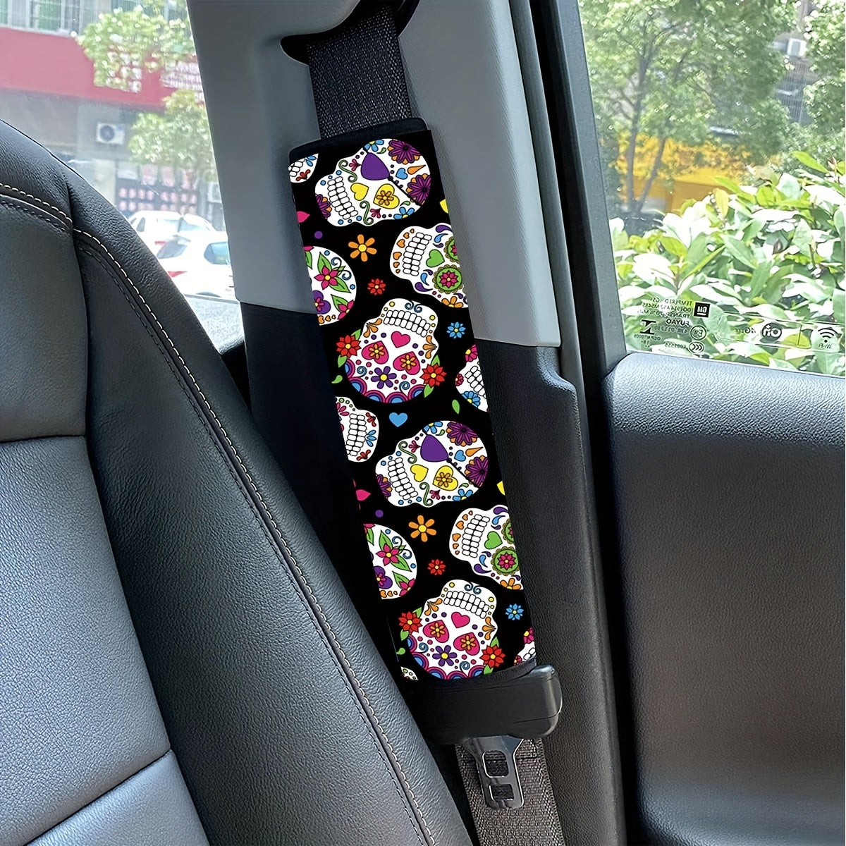 Skeleton Print Car Seat Belt Cover Soft Safety Shoulder Pad Protector