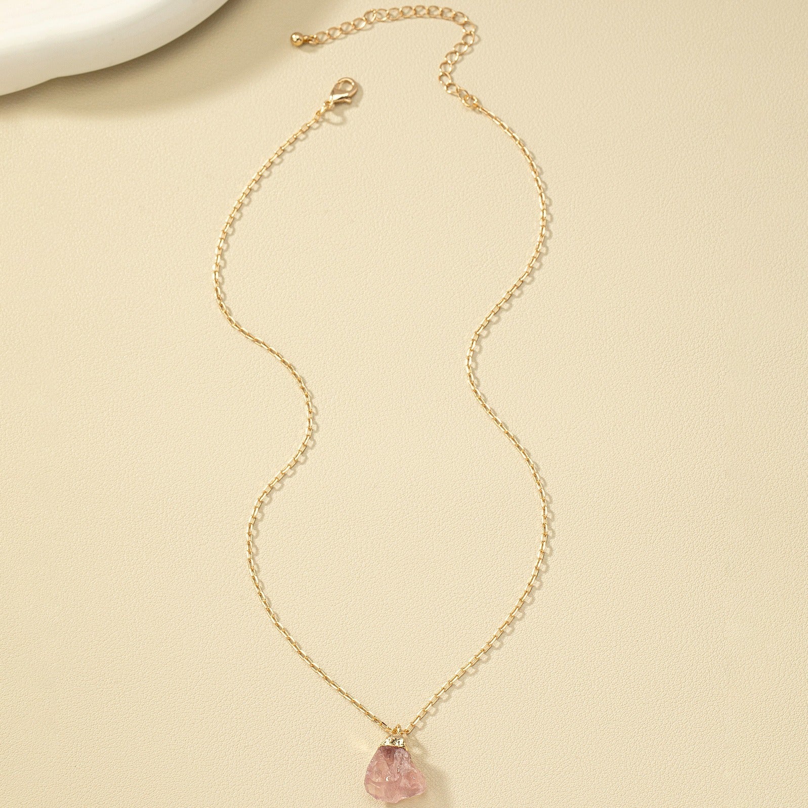 Irregular Crystal Stone Pendant Necklace 14k Plated Women's Necklace