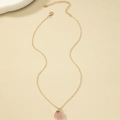 Irregular Crystal Stone Pendant Necklace 14k Plated Women's Necklace