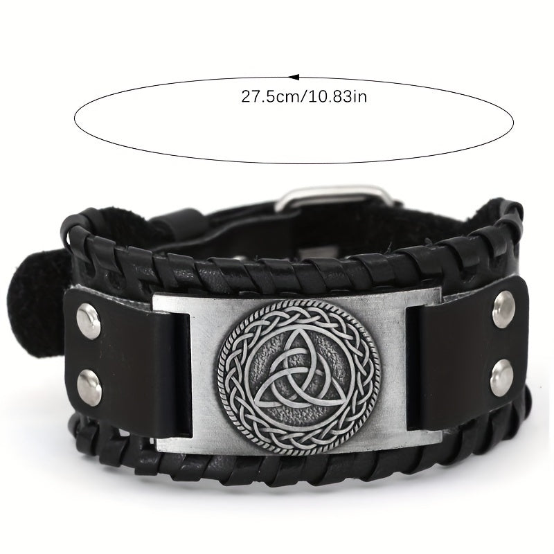 Viking Totem Bracelet Retro Triangle Logo Faux Leather