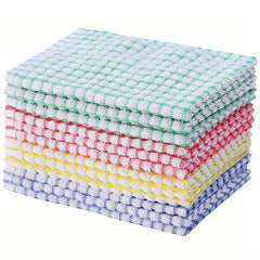 24pcs Waffle Square Dish Cloths Plaid Cleaning Rags Face Towels Kitchen Supplies