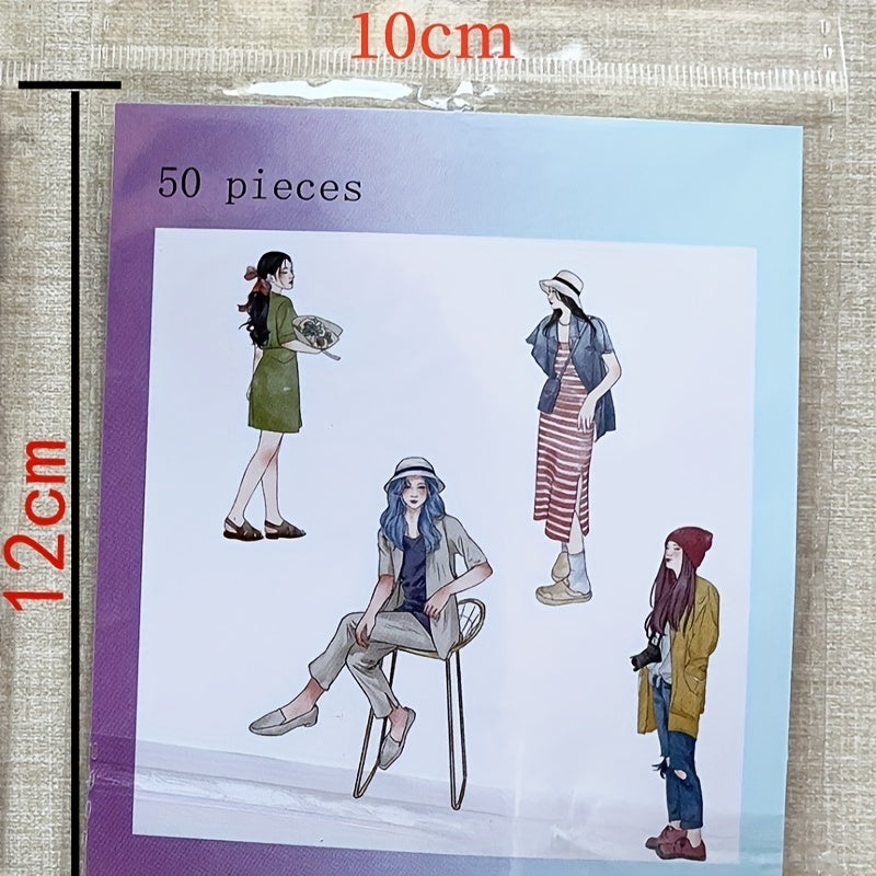 50pcs Girls Women Spring Summer Style Stickers for Journaling Scrapbooking