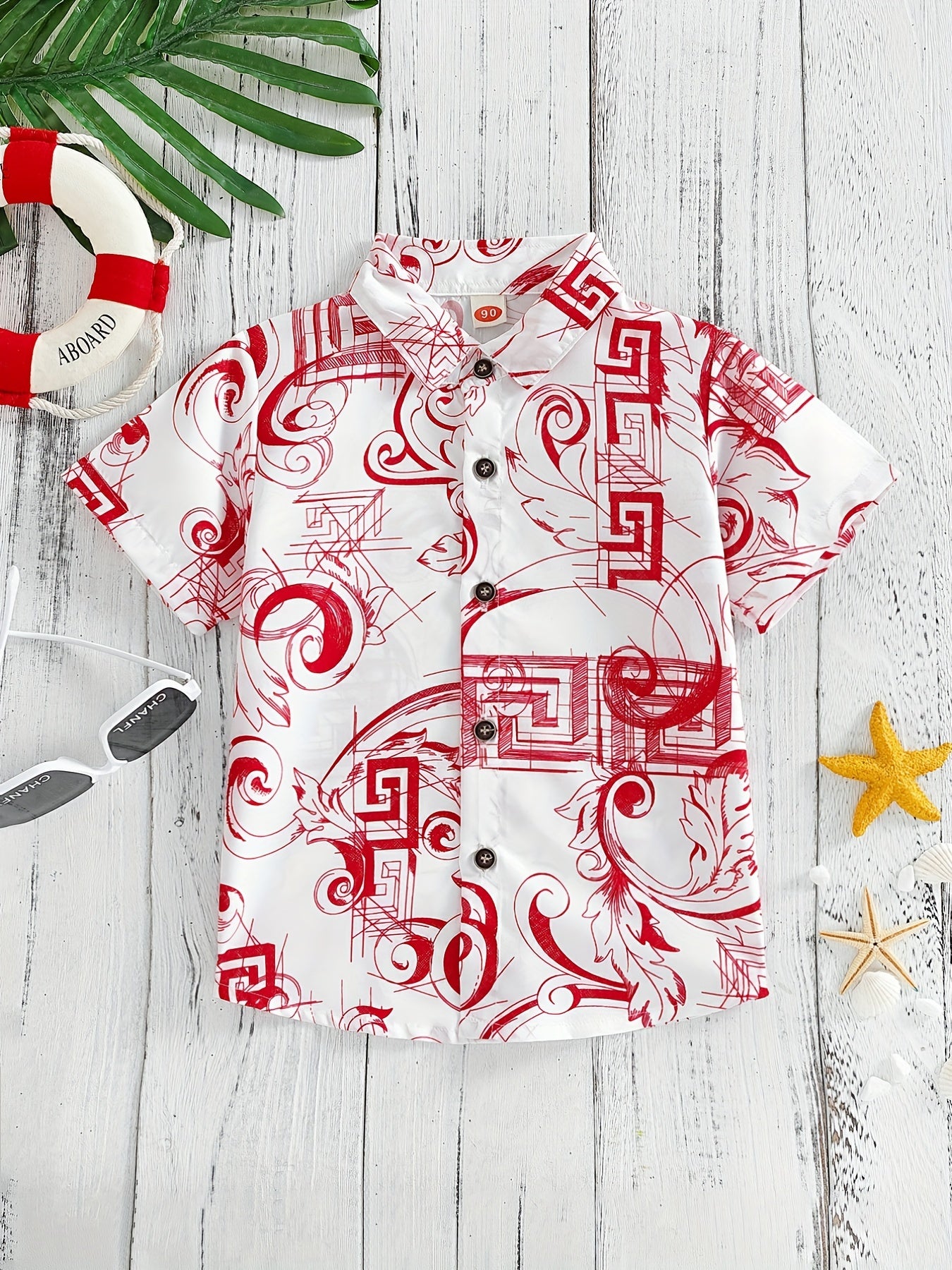 Boys Porcelain Pattern Button Up Shirt