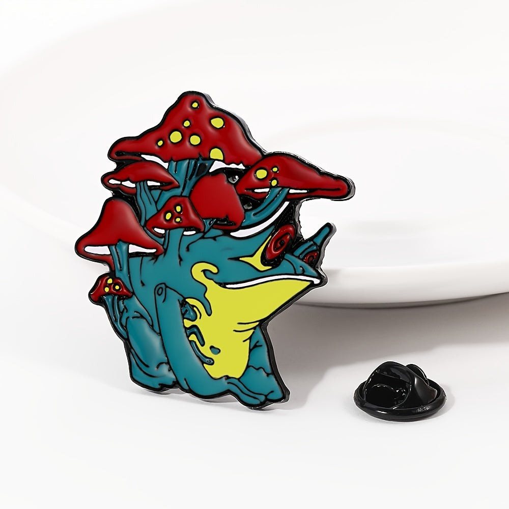 European American Frog Back Mushroom Brooch Alloy Drip Oil Frog Pin