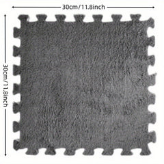 5pcs Anti-fall Bedside Mat Plush Foam Floor Mat Splicing Carpet