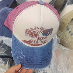 Graffiti Print Baseball Cap Washed Distressed Cap