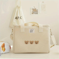 Bear Embroidery Insulated Mommy Bag Multifunctional Mother And Baby Bag