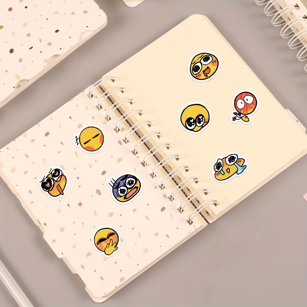 60 Adorable Yellow Face Expression Stickers for Scrapbooking and Decoration