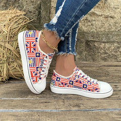 Women's Flag Canvas Sneakers Low Top Shoes