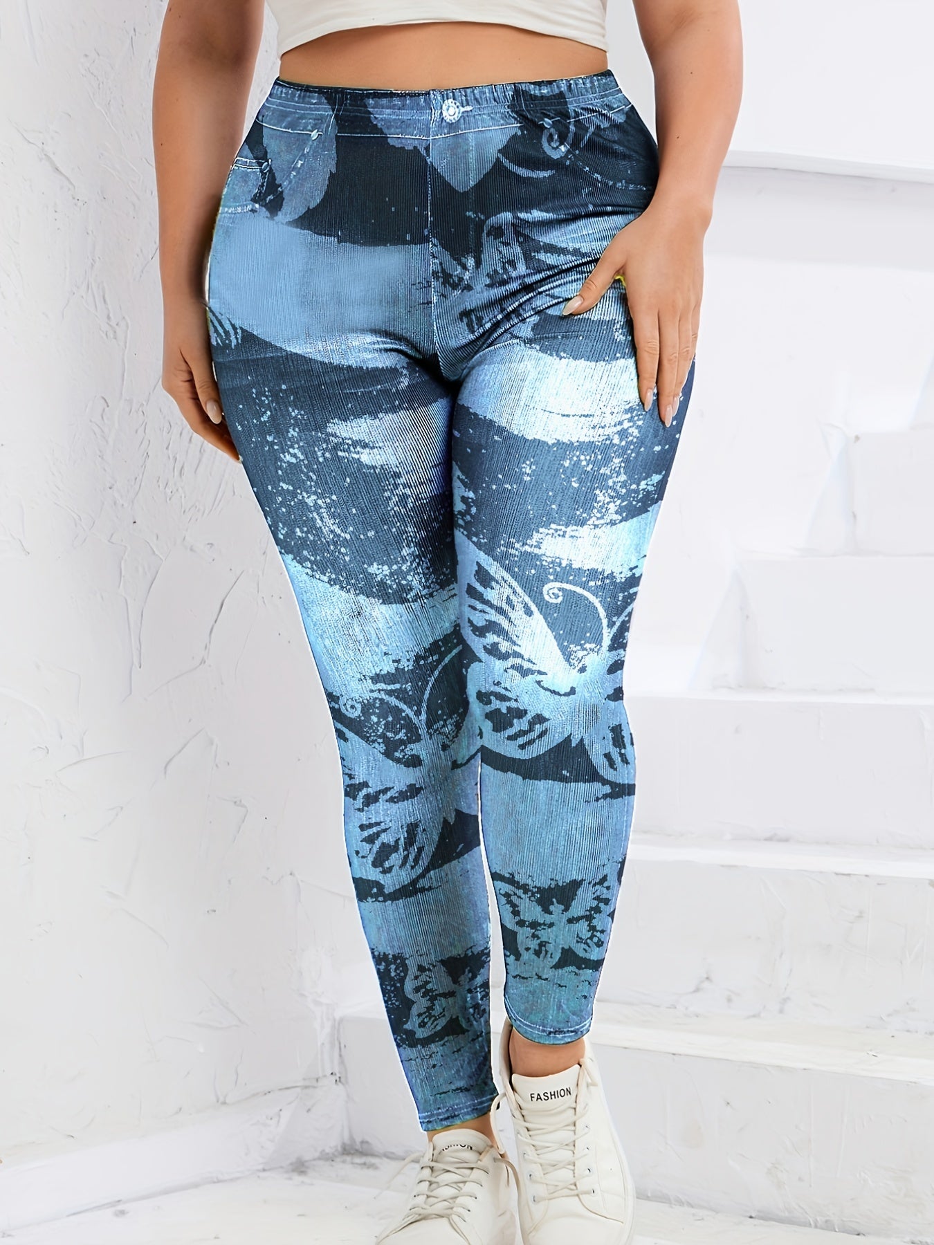  Butterfly Print High Rise Leggings